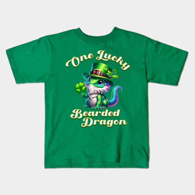 One Lucky Bearded Dragon St Patricks Day Kids T-Shirt by Mind Your Tee